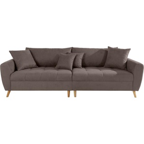Big-Sofa HOME AFFAIRE Penelope Luxus Sofas Gr. B/H/T: 264 cm x 90 cm x 107 cm, Lu x us-Microfaser Lederoptik, grau (rock) XXL Sofas