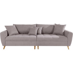 Big-Sofa HOME AFFAIRE Penelope Luxus Sofas Gr. B/H/T: 264 cm x 90 cm x 107 cm, Lu x us-Microfaser Lederoptik, grau (taupe) XXL Sofas
