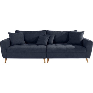 Big-Sofa HOME AFFAIRE Penelope Luxus Sofas Gr. B/H/T: 264 cm x 90 cm x 107 cm, Struktur fein, blau (marine) XXL Sofas mit besonders hochwertiger Polsterung für bis zu 140 kg pro Sitzfläche