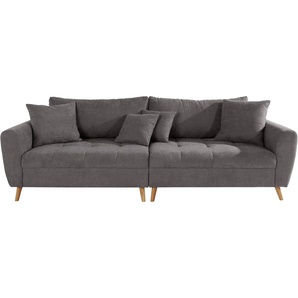 Big-Sofa HOME AFFAIRE Penelope Luxus Sofas Gr. B/H/T: 264 cm x 90 cm x 107 cm, Struktur fein, grau (anthrazit) XXL Sofas mit besonders hochwertiger Polsterung für bis zu 140 kg pro Sitzfläche