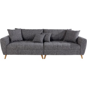 Big-Sofa HOME AFFAIRE Penelope Luxus Sofas Gr. B/H/T: 264 cm x 90 cm x 107 cm, Struktur grob, grau (grau, silber) XXL Sofas mit besonders hochwertiger Polsterung für bis zu 140 kg pro Sitzfläche