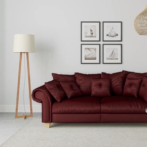 Big-Sofa HOME AFFAIRE Queenie Megasofa Sofas Gr. B/H/T: 242 cm x 92 cm x 106 cm, Samtoptik, rot (bordeau) XXL Sofas mit weichem Sitzkomfort und zeitlosem Design, viele kuschelige Kissen