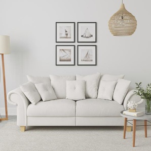 Big-Sofa HOME AFFAIRE Queenie Megasofa Sofas Gr. B/H/T: 242 cm x 92 cm x 106 cm, Struktur fein, silberfarben (silver) XXL Sofas mit weichem Sitzkomfort und zeitlosem Design, viele kuschelige Kissen
