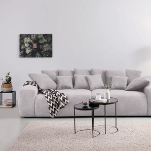 Big-Sofa HOME AFFAIRE Riveo Sofas Gr. B/H/T: 302 cm x 85 cm x 137 cm, Struktur Chenille, grau XXL Sofas Boxspringfederung, Breite 302 cm, Lounge Sofa mit vielen losen Kissen Bestseller