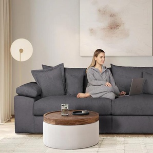 Big-Sofa HOME AFFAIRE Soft&Cosy XL - Breite 246 cm, grau (anthrazit), B:246cm T:123cm, 100% Polyester, Sofas, Mega-Sofa, in Cord, Federkern-Polsterung, Topseller