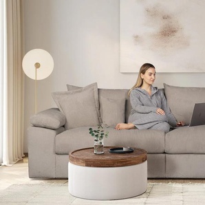 Big-Sofa HOME AFFAIRE Soft&Cosy XL - Breite 246 cm, grau (taupe), B:246cm T:123cm, 100% Polyester, Sofas, Mega-Sofa, in Cord, Federkern-Polsterung, Topseller