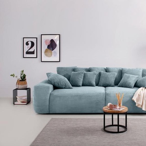 Big-Sofa HOME AFFAIRE Sundance Sofas Gr. B/H/T: 318 cm x 85 cm x 142 cm, Cord, blau (blau, grau) XXL Sofas Polsterung für bis zu 140 kg pro Sitzfläche, auch mit Cord-Bezug