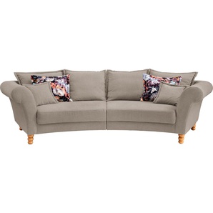 Big-Sofa HOME AFFAIRE Tassilo Sofas Gr. B/H/T: 350 cm x 95 cm x 110 cm, Chenille-Struktur, Big-Sofa halbrund, braun (hellbraun) XXL Sofas