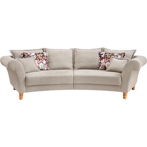 Big-Sofa HOME AFFAIRE Tassilo Sofas Gr. B/H/T: 350 cm x 95 cm x 110 cm, Chenille-Struktur, Big-Sofa halbrund, grün (hellgrün) XXL Sofas