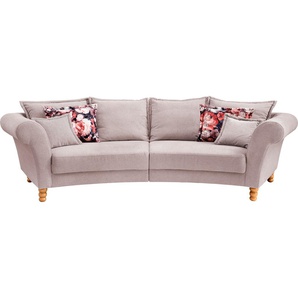 Big-Sofa HOME AFFAIRE Tassilo Sofas Gr. B/H/T: 350 cm x 95 cm x 110 cm, Chenille-Struktur, Big-Sofa halbrund, rosa (flamingo) XXL Sofas