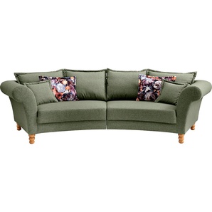 Big-Sofa HOME AFFAIRE Tassilo Sofas Gr. B/H/T: 350 cm x 95 cm x 110 cm, Struktur fein, Big-Sofa halbrund, grün XXL Sofas
