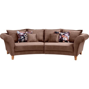 Big-Sofa HOME AFFAIRE Tassilo Sofas Gr. B/H/T: 350 cm x 95 cm x 110 cm, Velours, Big-Sofa halbrund, braun (hellbraun) XXL Sofas