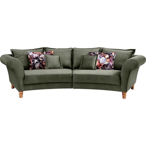 Big-Sofa HOME AFFAIRE Tassilo Sofas Gr. B/H/T: 350 cm x 95 cm x 110 cm, Velours, Big-Sofa halbrund, grün (dunkelgrün) XXL Sofas