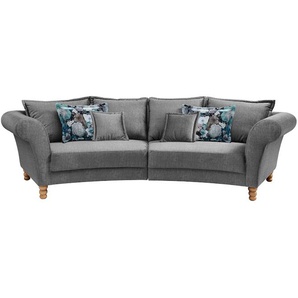 Big-Sofa HOME AFFAIRE Tassilo Sofas Gr. B/H/T: 350 cm x 95 cm x 110 cm, Velours, Big-Sofa halbrund, schwarz (asche) XXL Sofas