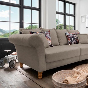 Big-Sofa HOME AFFAIRE Tassilo Sofas Gr. B/H/T: 266 cm x 95 cm x 110 cm, Chenille-Struktur, Big-Sofa gerade, braun (hellbraun) XXL Sofas