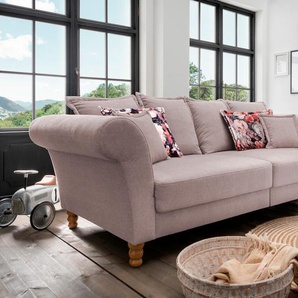 Big-Sofa HOME AFFAIRE Tassilo Sofas Gr. B/H/T: 266 cm x 95 cm x 110 cm, Chenille-Struktur, Big-Sofa gerade, rosa (flamingo) XXL Sofas