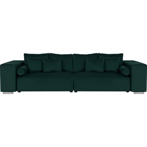 Big-Sofa INOSIGN Aliya Sofas Gr. B/H/T: 290 cm x 80 cm x 110 cm, Samtoptik, blau (petrol) XXL Sofas incl. Bettfunktion und Bettkasten, Breite 290 cm,incl. Zierkissen