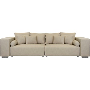 Big-Sofa INOSIGN Aliya Sofas Gr. B/H/T: 290 cm x 80 cm x 110 cm, Struktur, beige (creme) XXL Sofas incl. Bettfunktion und Bettkasten, Breite 290 cm,incl. Zierkissen