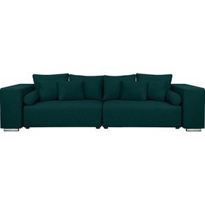 Big-Sofa INOSIGN Aliya Sofas Gr. B/H/T: 290 cm x 80 cm x 110 cm, Struktur, blau (petrol) XXL Sofas incl. Bettfunktion und Bettkasten, Breite 290 cm,incl. Zierkissen