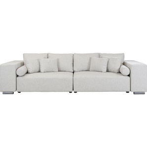Big-Sofa INOSIGN Aliya Sofas Gr. B/H/T: 290 cm x 80 cm x 110 cm, Struktur fein, beige (creme) XXL Sofas incl. Bettfunktion und Bettkasten, Breite 290 cm,incl. Zierkissen