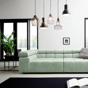 Big-Sofa INOSIGN Ancona B/T/H: 290/110/70 cm Sofas Gr. B/H/T: 290 cm x 70 cm x 110 cm, Veloursstoff, Recamiere links, ohne Sitzvorzug, grün (mint) XXL Sofas