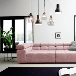 Big-Sofa INOSIGN Ancona B/T/H: 290/110/70 cm Sofas Gr. B/H/T: 290 cm x 70 cm x 110 cm, Veloursstoff, Recamiere links, ohne Sitzvorzug, rosa (rosé) XXL Sofas