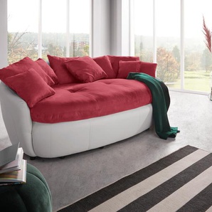 Big-Sofa INOSIGN Aruba Sofas Gr. B/H/T: 238 cm x 79 cm x 140 cm, Lu x us-Microfaser, rot (bordeau x, weiß) XXL Sofas