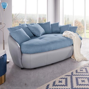 Big-Sofa INOSIGN Aruba Sofas Gr. B/H/T: 238 cm x 79 cm x 140 cm, Microfaser-Feinstruktur, blau (azure, argent) XXL Sofas grosszügiges, gemütliches Megasofa