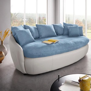 Big-Sofa INOSIGN Aruba Sofas Gr. B/H/T: 238 cm x 79 cm x 140 cm, Microfaser-Feinstruktur, blau (azure, weiß) XXL Sofas