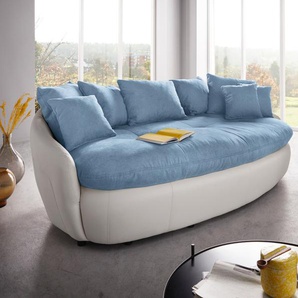 Big-Sofa INOSIGN Aruba Sofas Gr. B/H/T: 238 cm x 79 cm x 140 cm, Microfaser-Feinstruktur, blau (azure, weiß) XXL Sofas grosszügiges, gemütliches Megasofa