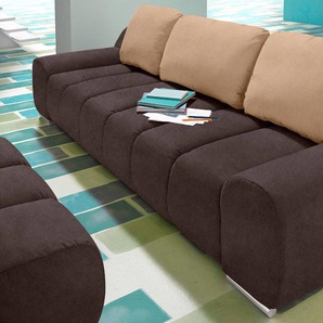 Big-Sofa INOSIGN Bono Sofas Gr. B/H/T: 266 cm x 90 cm x 102 cm, Lu x us-Microfaser ALTARA NUBUCK, mit Bettfunktion, braun (dunkelbraun, caramel) XXL Sofas