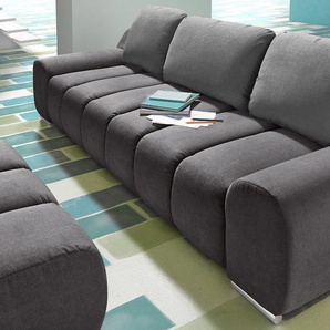 Big-Sofa INOSIGN Bono Sofas Gr. B/H/T: 266 cm x 90 cm x 102 cm, Samtstoff, mit Bettfunktion, grau (fango, grau) XXL Sofas