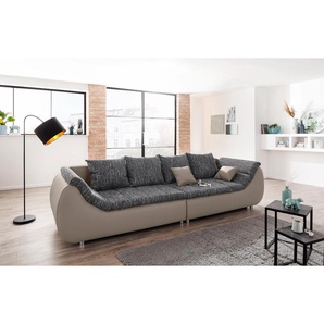 Big-Sofa INOSIGN Imola Sofas Gr. B/H/T: 322 cm x 90 cm x 104 cm, Kunstleder SOFTLUX-Struktur, mit Bettfunktion-mit Bettkasten, schwarz-weiß (grau, schwarz, weiß) XXL Sofas wahlweise mit Bettfunktion