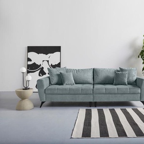 Big-Sofa INOSIGN Lörby Sofas Gr. B/H/T: 264 cm x 90 cm x 107 cm, Feincord, Feincord, blau (blaugrau) XXL Sofas auch mit Aqua clean-Bezug, feine Steppung im Sitzbereich, lose Kissen