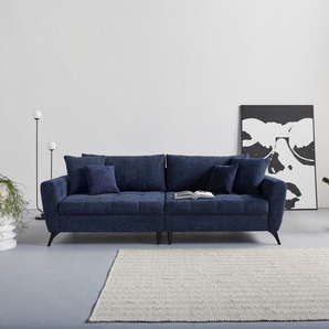Big-Sofa INOSIGN Lörby Sofas Gr. B/H/T: 264 cm x 90 cm x 107 cm, Struktur weich, Struktur weich, blau (dunkelblau) XXL Sofas auch mit Aqua clean-Bezug, feine Steppung im Sitzbereich, lose Kissen