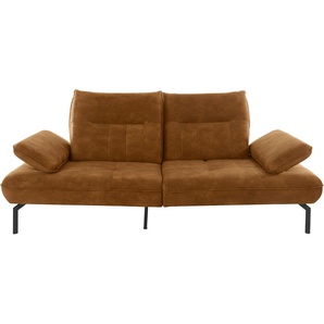 Big-Sofa INOSIGN Marino Sofas Gr. B/H/T: 226 cm x 96 cm x 107 cm, Samtoptik, Mit Armfunktion, Rückenfunktion und Sitztiefenverstellung, braun (messing) XXL Sofas Armteil- und Rückenverstellung, wahlweise mit Sitztiefenverstellung