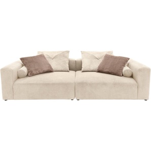 Big-Sofa INOSIGN Suyana mit Federkern, B/T/H: 304/135/69 cm, Zierkissen + Kissenrollen Sofas Gr. B/H/T: 304 cm x 69 cm x 135 cm, Cord, beige (creme) XXL Sofas