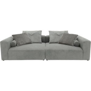 Big-Sofa INOSIGN Suyana mit Federkern, B/T/H: 304/135/69 cm, Zierkissen + Kissenrollen Sofas Gr. B/H/T: 304 cm x 69 cm x 135 cm, Cord, grau (hellgrau) XXL Sofas