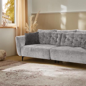 Big-Sofa JOCKENHÖFER GRUPPE Spa, im Retrolook mit Wellenfederung, grau (hellgrau), B:251cm T:110cm, Korpus: 100% Polyester, Kissen: 100% Polyacryl, Sofas, und frei im Raum stellbar, inkl. 7 Kissen, Topseller