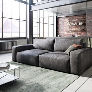 Big-Sofa Lanzo L 260x110 cm Lederimitat Vintage Anthrazit, Big Sofas