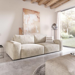 Big-Sofa Lanzo XL 270x130 cm Cord Beige mit Hocker, Big Sofas