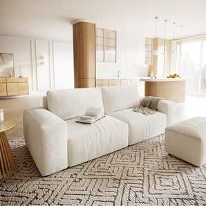 Big-Sofa Lanzo XL 270x130 cm Bouclé Creme-Weiß mit Hocker, Big Sofas