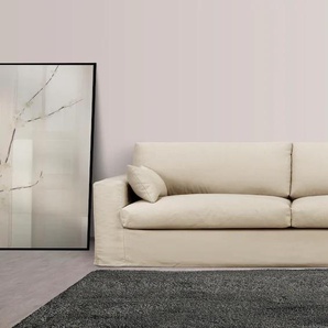 Big-Sofa LEGER HOME BY LENA GERCKE Sölve Sofas Gr. B/H/T: 274 cm x 86 cm x 98 cm, Baumwoll-/Leinenmi, beige (natur) XXL Sofas mit optischer Husse, weicher Sitzkomfort