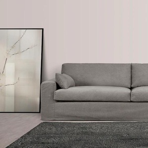 Big-Sofa LEGER HOME BY LENA GERCKE Sölve Sofas Gr. B/H/T: 274 cm x 86 cm x 98 cm, Struktur, grau (taupe) XXL Sofas mit optischer Husse, weicher Sitzkomfort