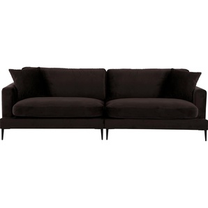 Big-Sofa LEONIQUE Cozy Sofas Gr. B/H/T: 252 cm x 80 cm x 97 cm, Samtoptik, braun (espresso) XXL Sofas mit losen Kissen und Metallbeinen