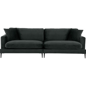 Big-Sofa LEONIQUE Cozy Sofas Gr. B/H/T: 252 cm x 80 cm x 97 cm, Samtoptik, grau (anthrazit) XXL Sofas mit losen Kissen und Metallbeinen