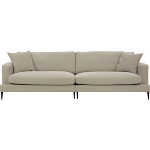 Big-Sofa LEONIQUE Cozy Sofas Gr. B/H/T: 252 cm x 80 cm x 97 cm, Strukturstoff, beige (dunkelbeige) XXL Sofas mit losen Kissen und Metallbeinen