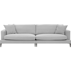 Big-Sofa LEONIQUE Cozy Sofas Gr. B/H/T: 252 cm x 80 cm x 97 cm, Strukturstoff, grau (hellgrau) XXL Sofas mit losen Kissen und Metallbeinen