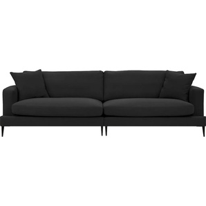 Big-Sofa LEONIQUE Cozy Sofas Gr. B/H/T: 252 cm x 80 cm x 97 cm, Strukturstoff, schwarz XXL Sofas mit losen Kissen und Metallbeinen