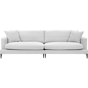 Big-Sofa LEONIQUE Cozy Sofas Gr. B/H/T: 252 cm x 80 cm x 97 cm, Strukturstoff, silberfarben (silber) XXL Sofas mit losen Kissen und Metallbeinen